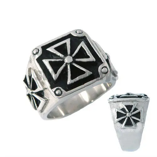 Classic German Army Iron Cross Ring Stainless Steel Punk Biker Mens Jewelry SWR0029A