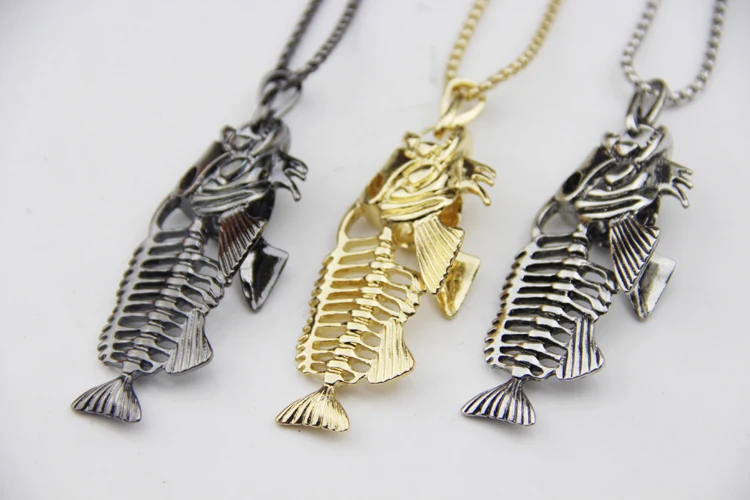 ZRM 20pcs/lot Wholesale Fashion Fishbone Model Necklace Charm Silvery&Black&Golden Chain Delicate Best Gift Elegant Jewelry