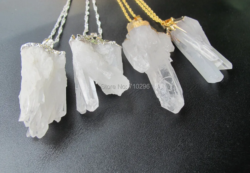 Mystic Natural clear quartz necklace with 18