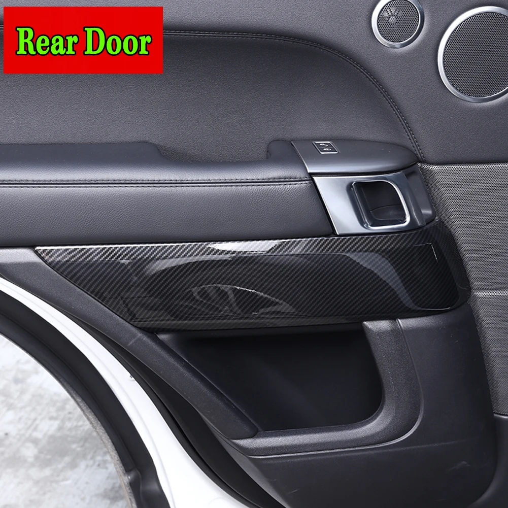 Carbon Fiber Style ABS Car Accessories Interior Door Decoration Cover Trim Panel for Land Rover Range Rover Sport L494 2014-2019