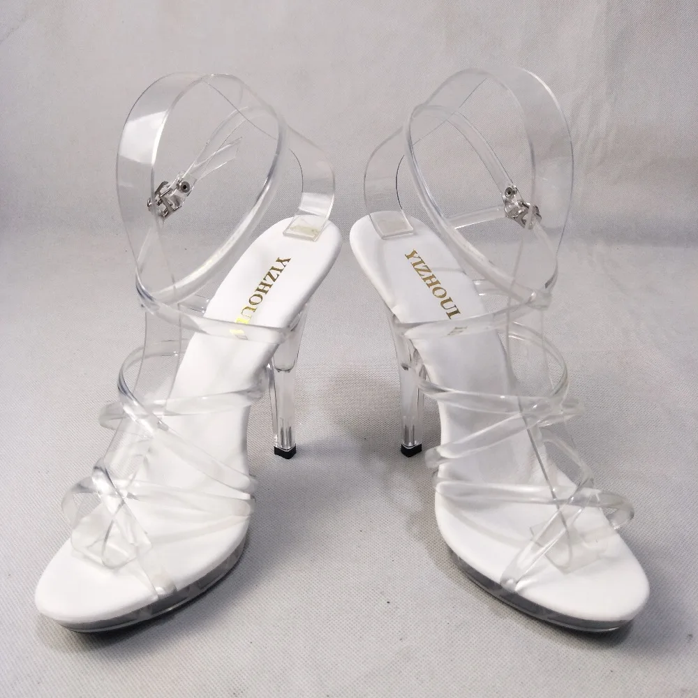 13cm sexy ultra high heel performance shoes crystal bridal wedding shoes, ladies stage transparent 5-inch fashion sandals