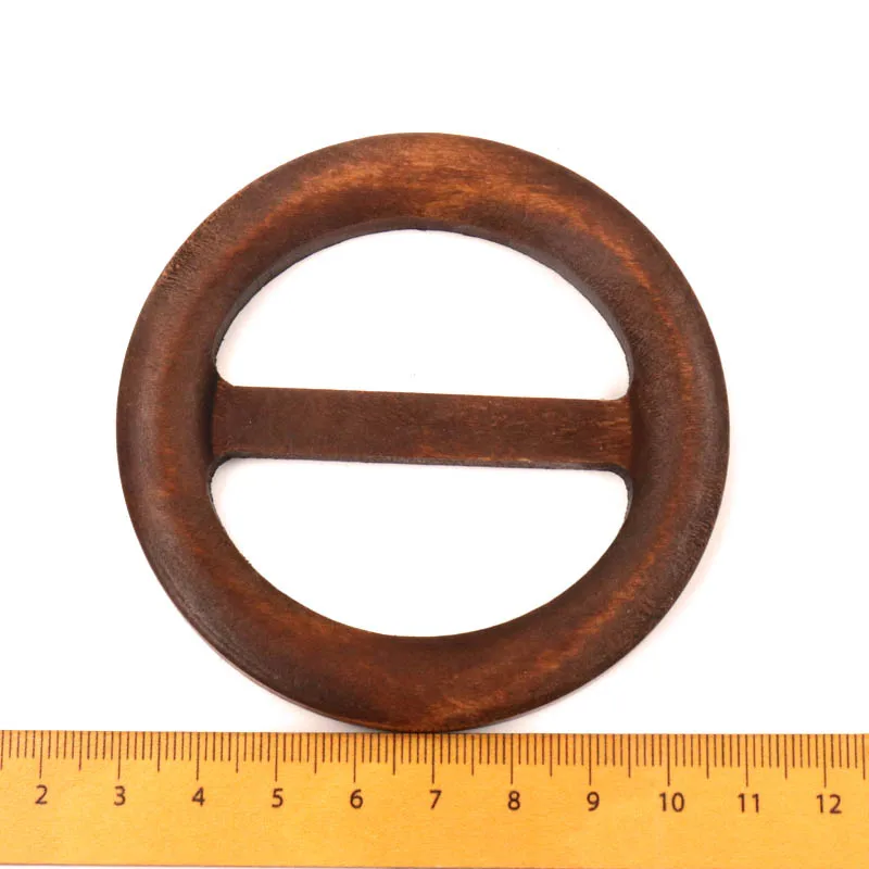 Handmade Wooden Crafts Belt Buckle Ring Wood Clothes Accessories Sewing Children DIY Mix Size Round Shape Garniture 50-75mm 1pcs