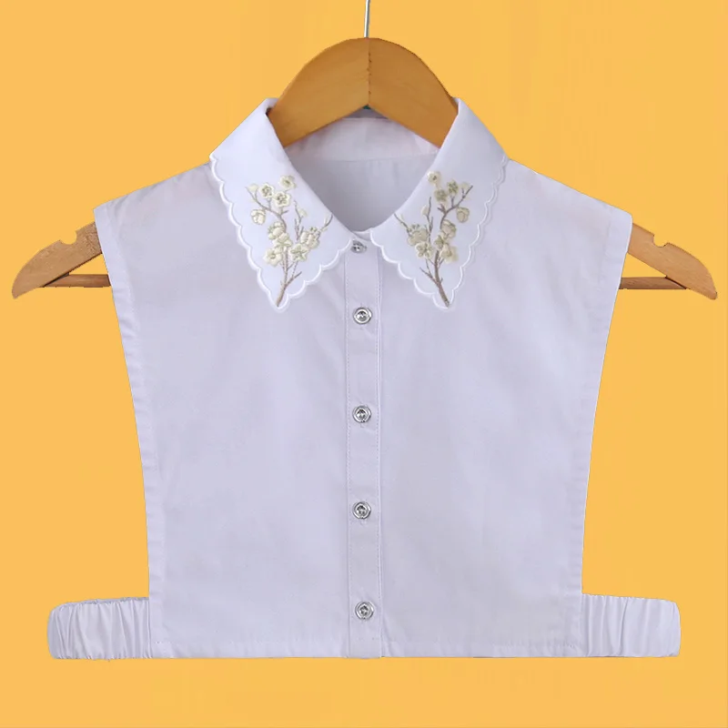 White Fake Collar Shirt Women 2020 New Removable Collars For Women Embroidery False Collar Cotton Detachable Collars Nep Kraagie