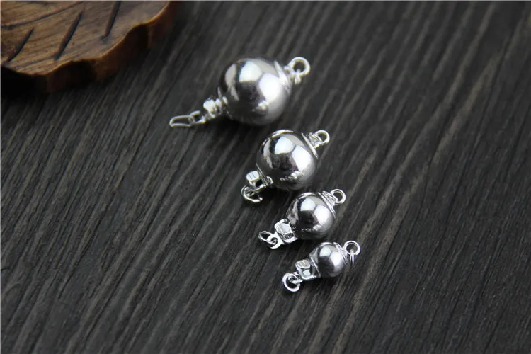1pc 100% 925 Sterling Silver Round Ball Clasp Hooks 6/8/10mm Bracelets Necklace Clasp Connectors DIY Jewelry Making Accessories