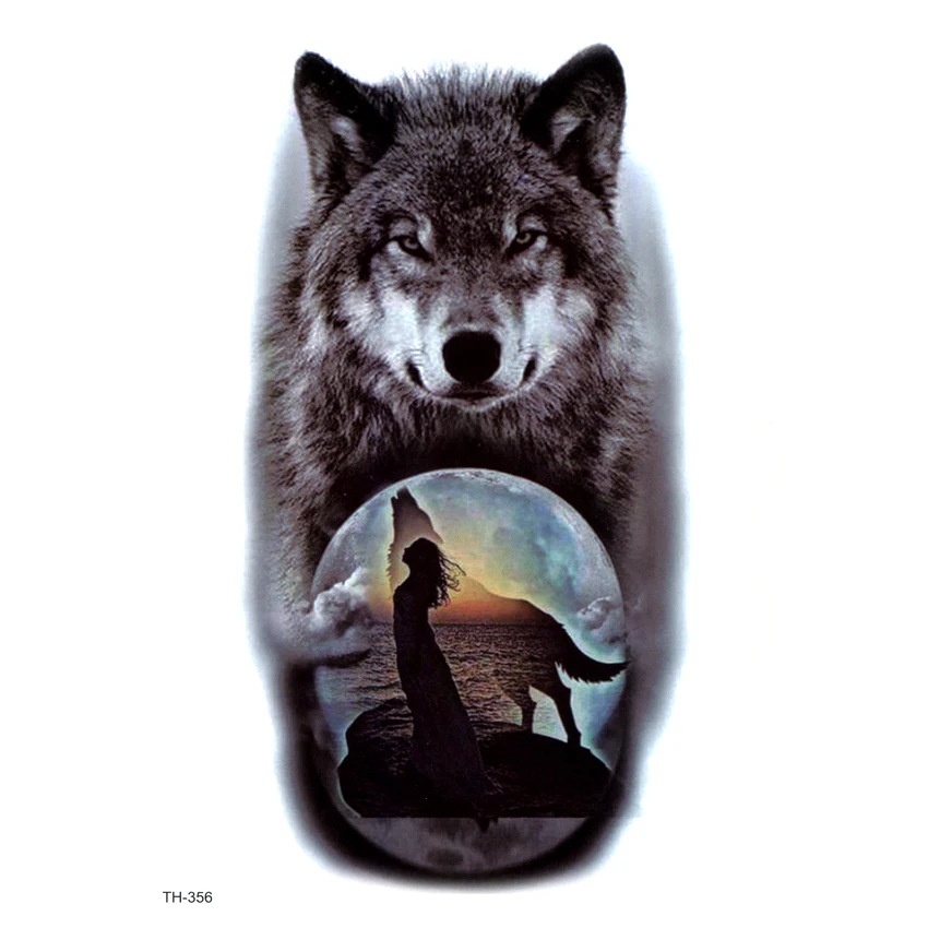 5 Styles Wolf Waterproof Temporary Tattoo Sticker On Body  Art Tattoo Fake Tattoo Sleeve Clock Tatouage Henna Tatoo Sleeve