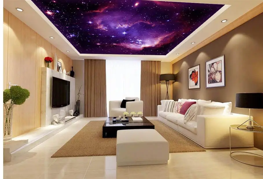 

Home Decoration 3d ceiling murals wallpaper Purple Nebula fantasy art Ceiling frescoes sky ceiling wallpaper