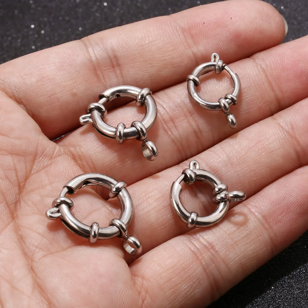 wholesale 20pcs Stainless Steel Spring Ring Clasps Smooth Surface Quick Link   Clasp for DIY Jewelry Making 12/14/17