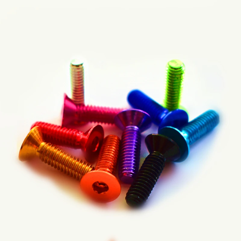 

10pc DIN7991 M4 M5 M6*8/10/12/16/20/25 Colorful Aluminum Flat Screws Flat Hex Socket Countersunk head Screw Bolts Anodized Color