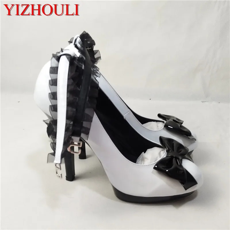 

Waterproof bowknot adornment high heels Ultra fine with 13 cm high single simulation leather shoes help hate day dancing shoes