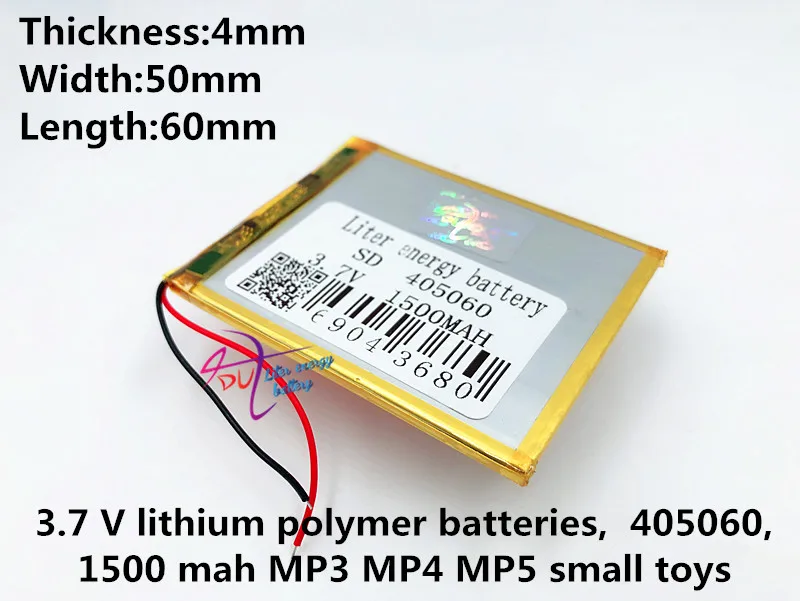 3.7V 1500mAh 405060 Lithium Polymer Li-Po li ion Rechargeable Battery cells For Mp3 MP4 MP5 GPS mobile bluetooth