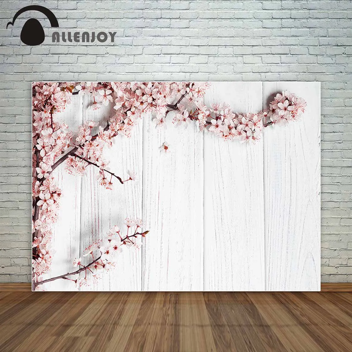 

Allenjoy pink flowers on white wooden background for baby photo background fund for the photo photography vinyl photocall