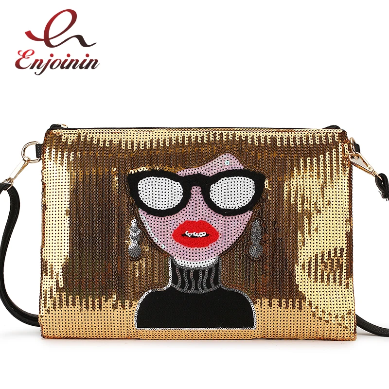 

Trendy Fashion Sequin Style Sexy Woman Pattern Women Pu Clutch Bag Shoulder Bag Crossbody Messenger Bag Ladies Envelope Bag Flap