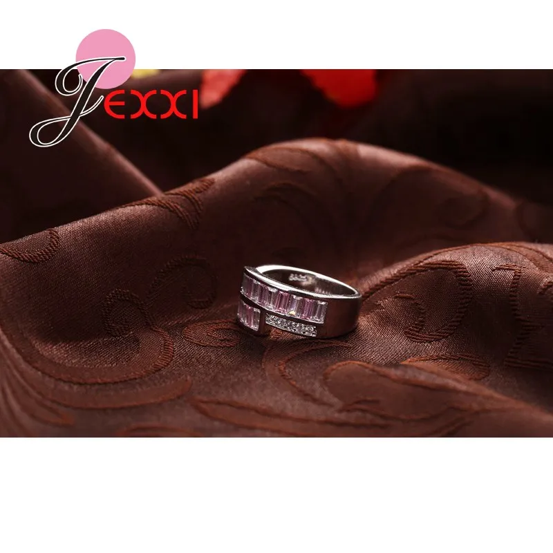 Charms Sterling Silber einfache Zirkel Mosaik Zirkonia Stein Ring für Frauen weibliche beste Geschenke Anillo Schmuck