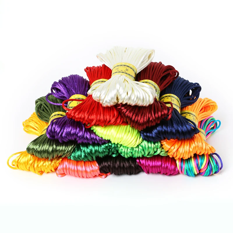 New Arrivals 2mm 20M Chinese Knot Cord Rattail Satin Braided String Handmade Findings Beading Rope for DIY Fashion Crafts