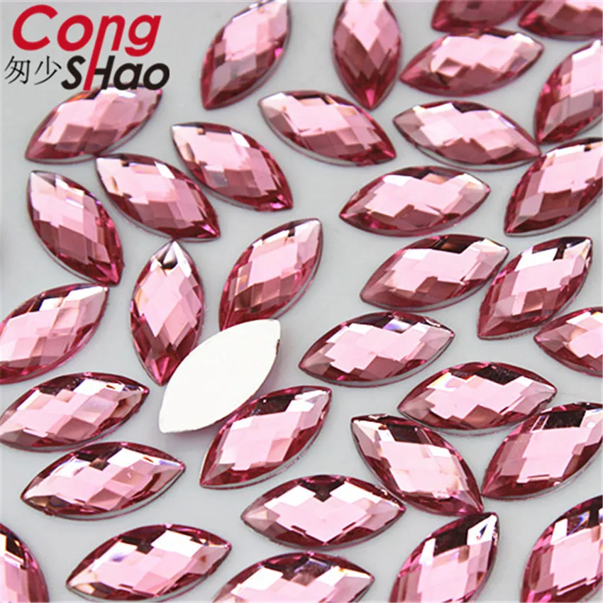 Cong Shao 100pcs 7*15mm Colorful Flatback Horse Eye Acrylic Rhinestone Crystal And Stone Costume Strass For Clothes Crafts WC686