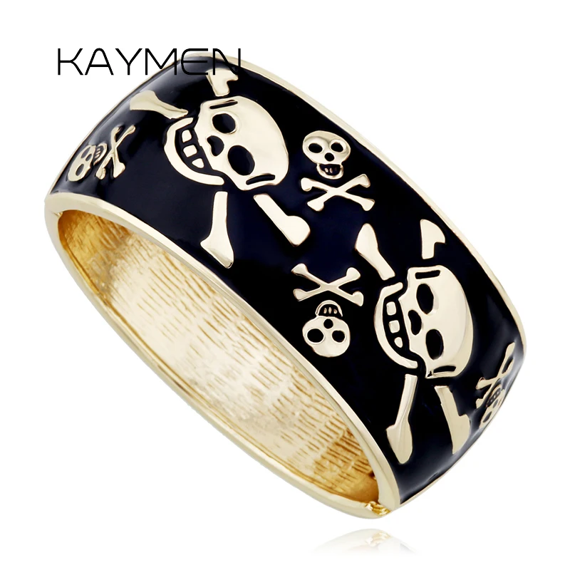 

Women's Unique Design Punk Hip-hop Skull Statement Bangle Personalized Enmeled Colorful Fashion Bracelet for Halloween Jewelry