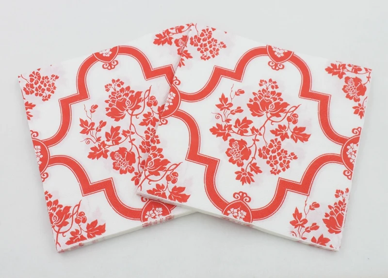 [RainLoong] زهرة المطبوعة ورقة منديل أسود الأزهار خمر الأنسجة Guardanapo Servilleta 33*33 سنتيمتر 1 حزمة (20 قطعة/الحزمة)