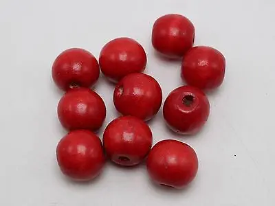 25 Red Round Wood Beads 20mm Large Wooden Beads