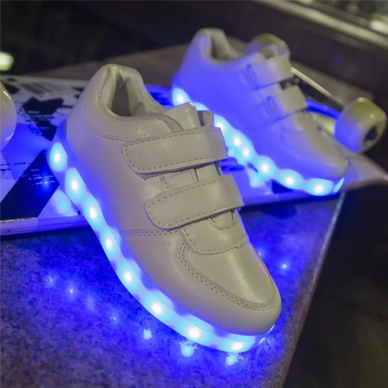 Fashion 25-40 Led Children\'s Sneakers Kids shoes USB Charging Lighted Luminous Sneakers Boy/Girls LED lights glow Children Shoes