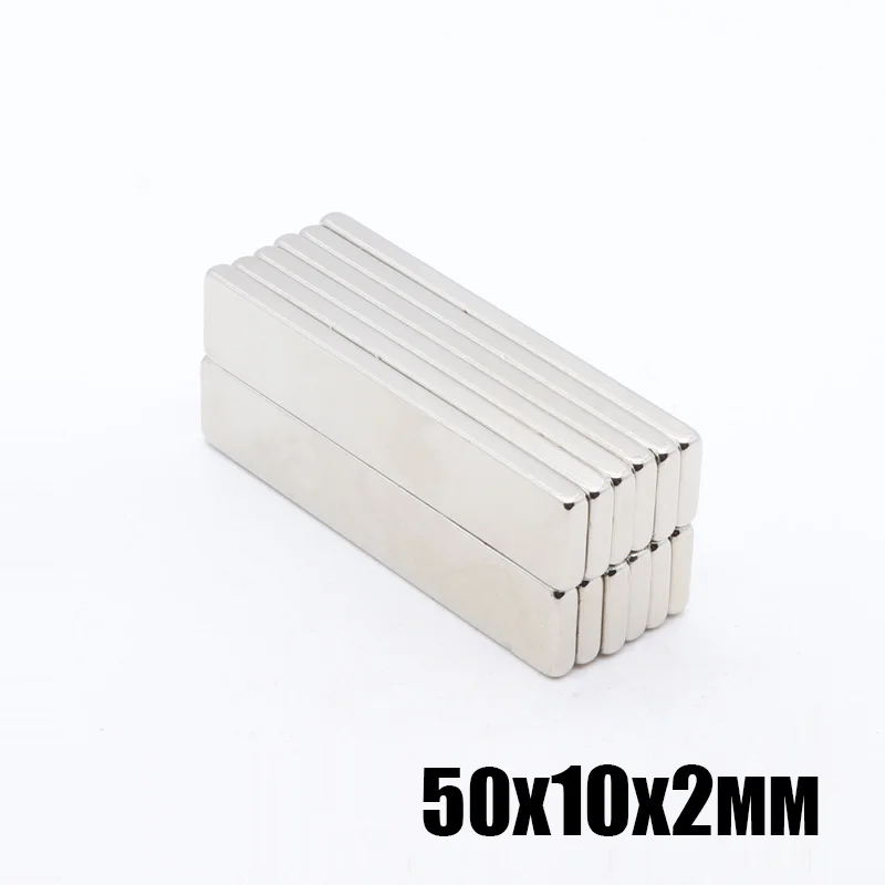 

50pcs 50x10x2 mm Block Magnet 50*10*2 mm N35 Strong Square NdFeB Rare Earth magnets Neodymium Magnets 50mm x 10mm x 2mm