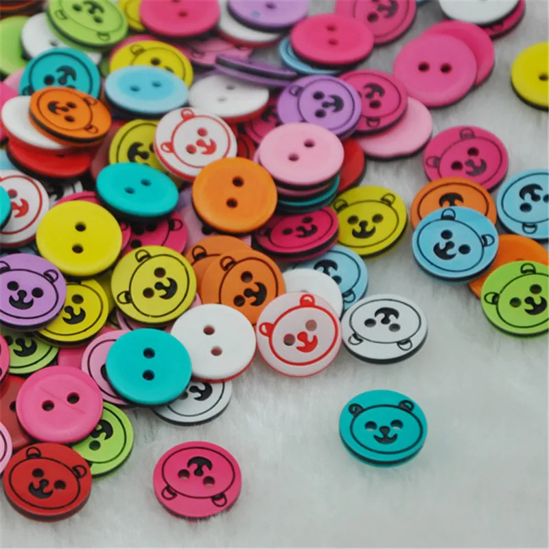 50/100pcs Mix Color Bear Plastic Button DIY sewing appliques crafts notion PT08