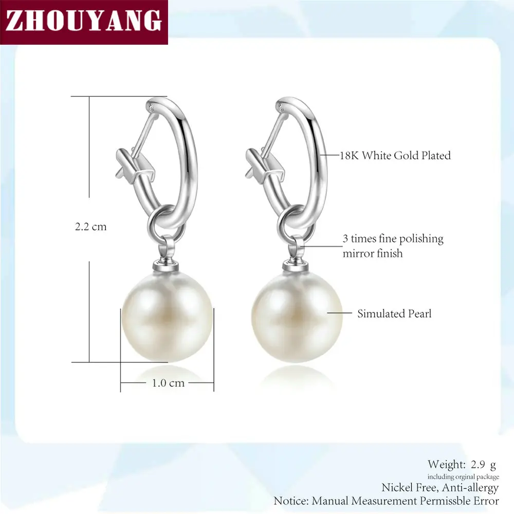 ZHOUYANG-pendientes de gota para mujer, aretes simples de perlas de imitación de Color oro rosa, regalo de fiesta de boda, joyería de moda E677 E692