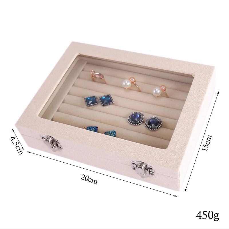 New 20*15*4.5CM Rings Box With Glasses Lid Earrings Holder Organizer Jewellery Accessories Display for Home or Shop Window Show