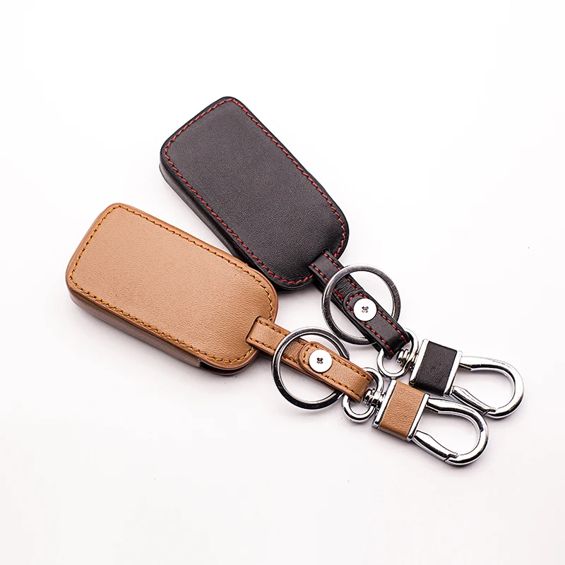 Leather Car Key Cover Car Wallet For Toyota Noah Mark X RAV4 Estimate Corolla Yaris 4 Button Keyless Smart Protect Shell