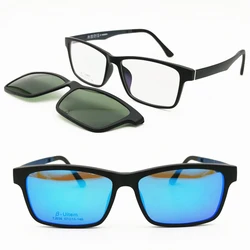 ULTEM Rectangle Shape Optical Eyeglasses Frame with Clip on Polarized Oversize Myopia Optician UV-400 Sunglasses for Men 036