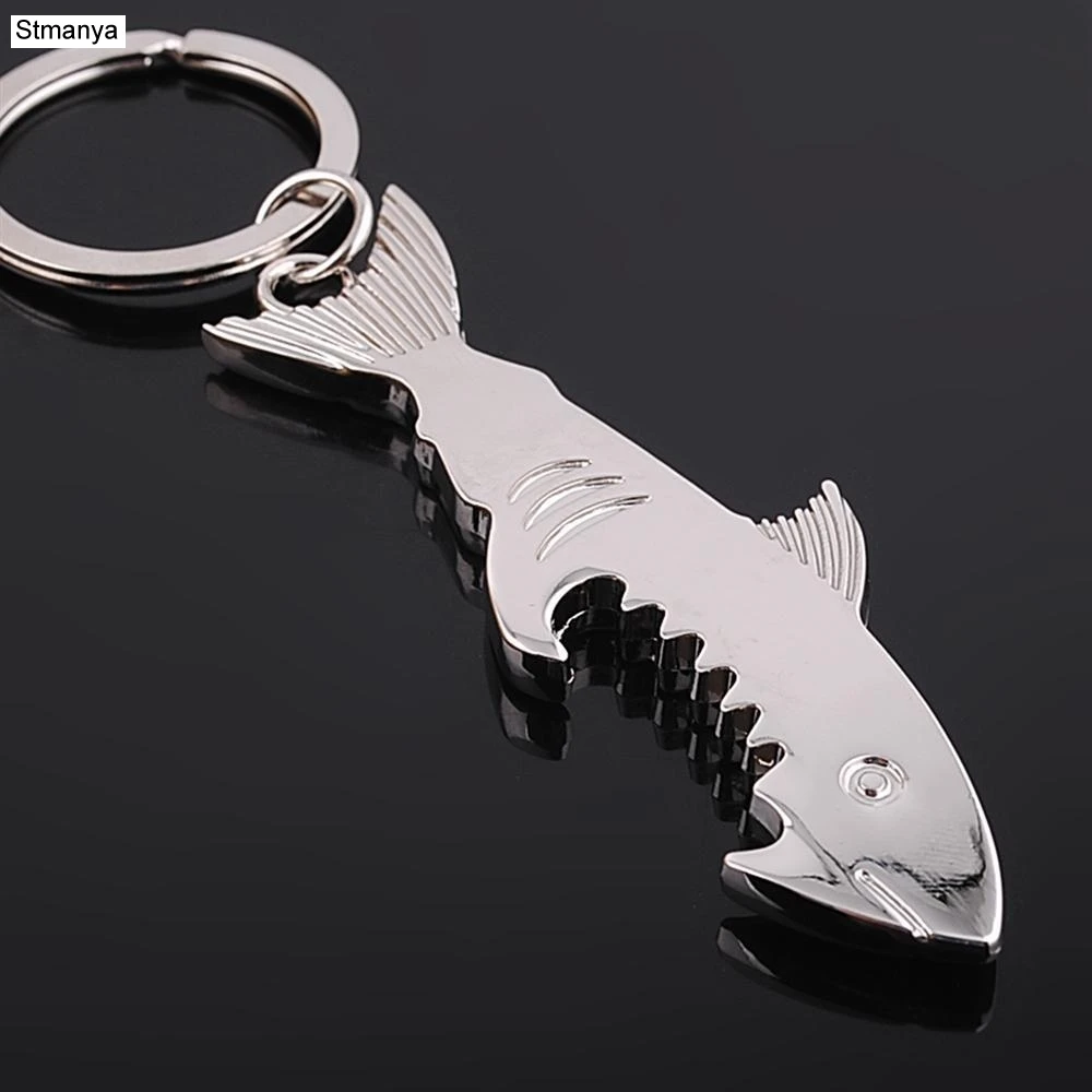 New metal Shark Opener keychains men women Key Holder Bag Charm Ocean World car key ring Best Party gift Jewelry K2019