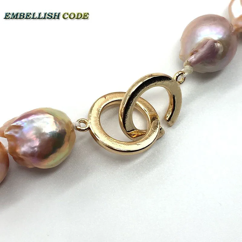 Amazing Selling Mixed Color Large Size Tissue Nucleated Flame Ball Shape Baroque Statement Necklace 100% Natural Pearls