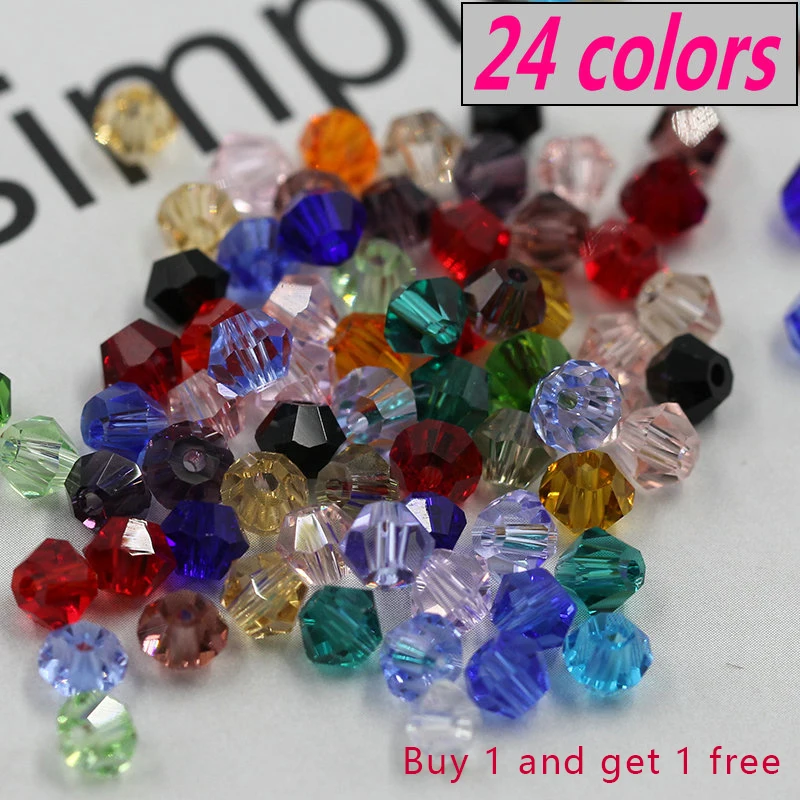 Buy 1 get 1 free! Crystal Bicone Beads Top quality glass loose Spacer Beads clothing beads, Bracelet necklaces accessories