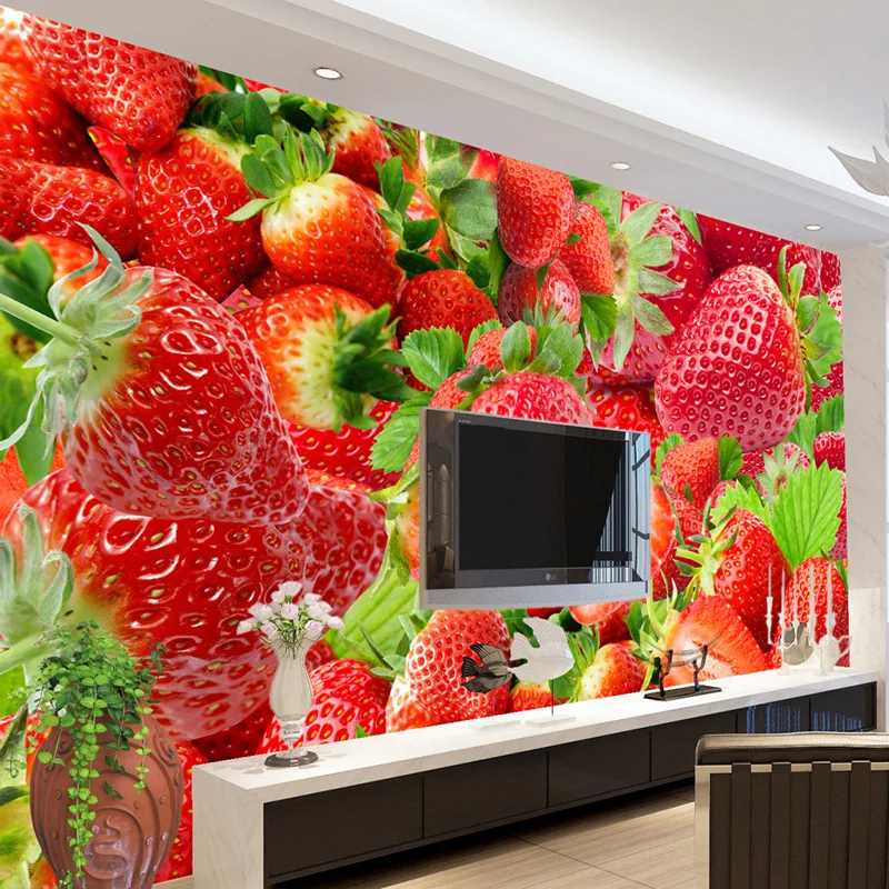 

Fresh Strawberry Fruit Photography Background Decor Mural Kitchen Restaurant Living Room TV Backdrop 3D Photo Wallpaper Murals