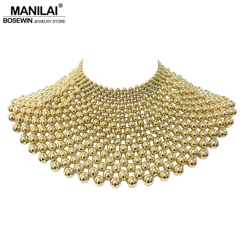 MANILAI Brand Indian Jewelry Handmade Beaded Statement Necklaces For Women Collar Beads Choker Maxi Necklace Wedding Dress