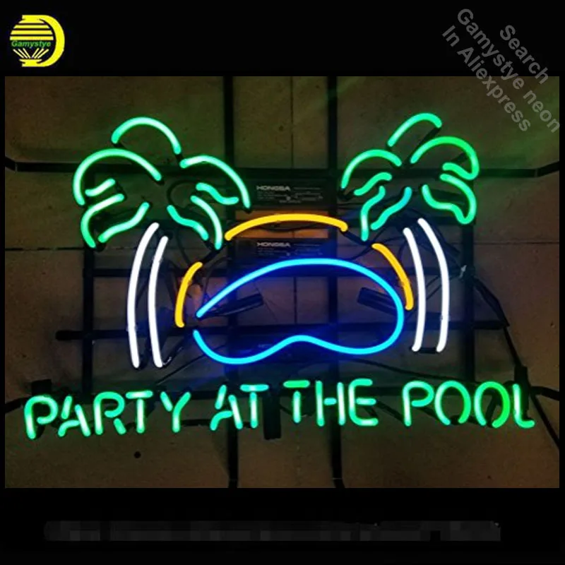 Party at the Pool neon Sign neon Real Glass Tube neon lights Recreation Beer Bar Professional Iconic Sign Advertise Motel Sign