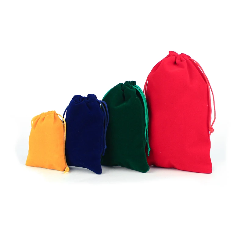 50Pcs/lot 5x7cm 7x9cm 8x10cm 9x12cm Coloful Velvet bag Jewelry Packing Velvet Drawstring Pouches Gift Bags Can customized