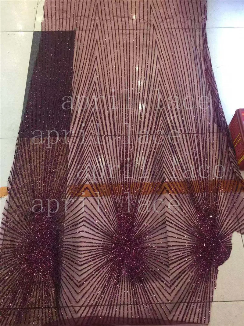 free ship 5 yards/bag AA1528 # dark wine burgandy color  african glued glitter  hand print tulle net mesh fabric for wedding