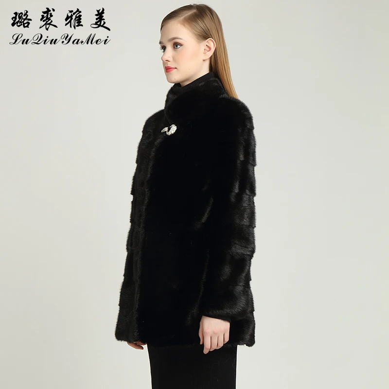 High Quality Mink Coats for Russian Women Real Fur Coat Female Full Pelt Real Mink Fur Women\'s Winter Jacket Plus Size S-7XL