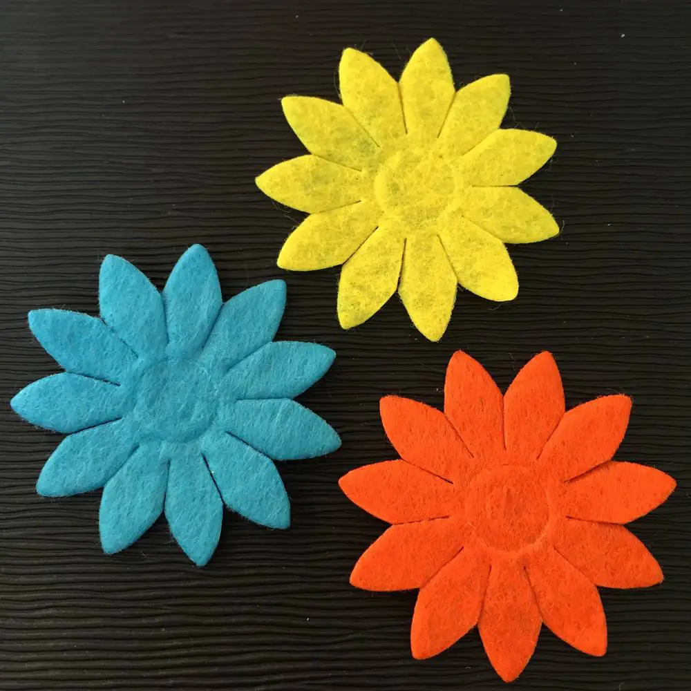 NEW 50PCS Mix 40mm Padded Felt Spring Flower Appliques Crafts Wedding Making DIY A73A