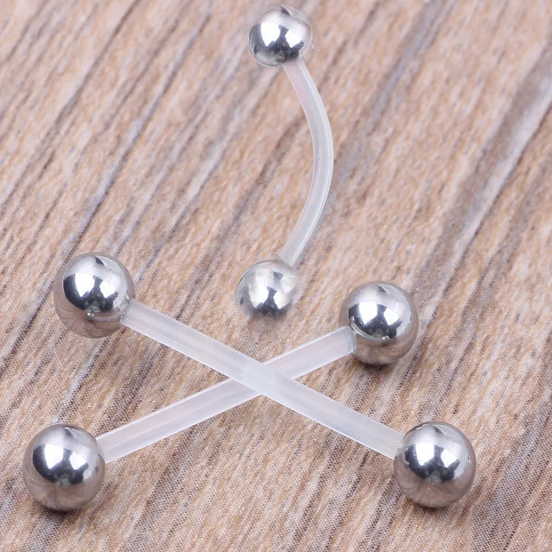 PTFE Pregnant Navel Belly Ring Piercing Stud Jewelry with Flexible bar for body jewelry Button rings