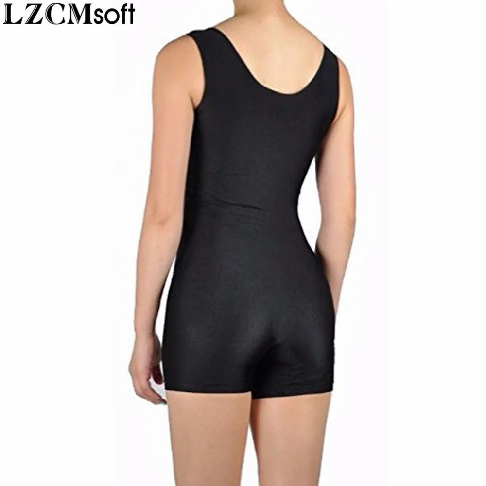 LZCMsoft Women Tank Biketards Adults Spandex Sleeveless Leotards for Girls Gymnastics Black Shorty Unitard Dancewear Costumes