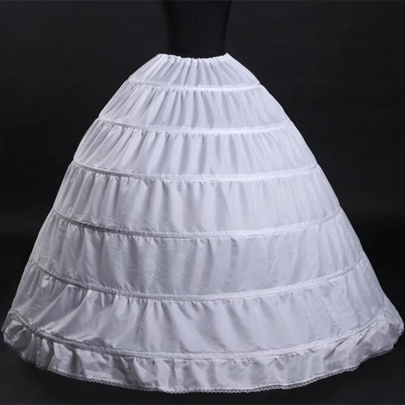 Novo branco 6 aros petticoat crinoline deslizamento underskirt para vestido de casamento nupcial vestido de baile acessórios