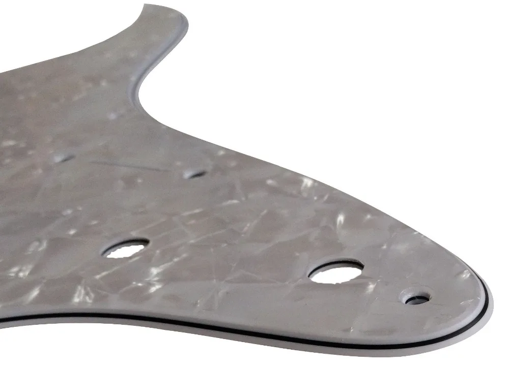 Pleroo Tùy Chỉnh Đàn Guitar pickgaurd-Cho 57' 8 Lỗ Vít Tiêu Chuẩn ST SSS Đàn Guitar Pickguard Xước Đĩa, 4 lớp Màu Trắng Ngọc Trai