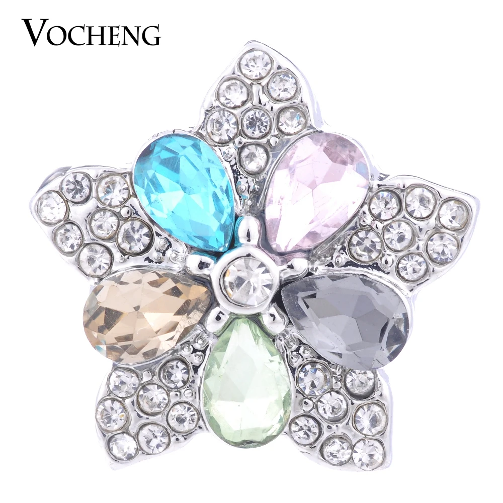 Vocheng Snap Charms Button Flower with Drop Crystal 4 Colors 18mm Interchangeable Jewelry Vn-1151