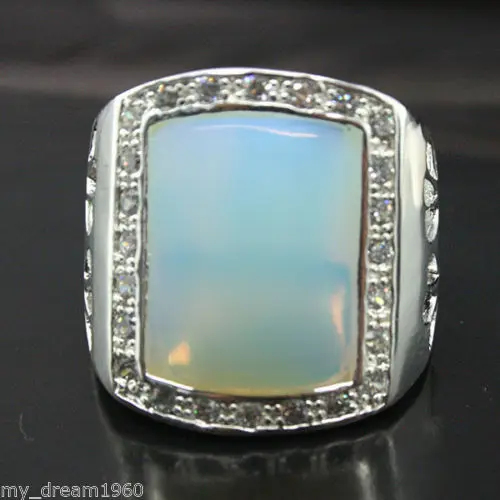 Hot sale new Style >>>>RARE NATURAL OPAL RHINESTONE.925 RING SIZE 925 CZ 8 9 10 11 12# natural Luxury Ms. girl 