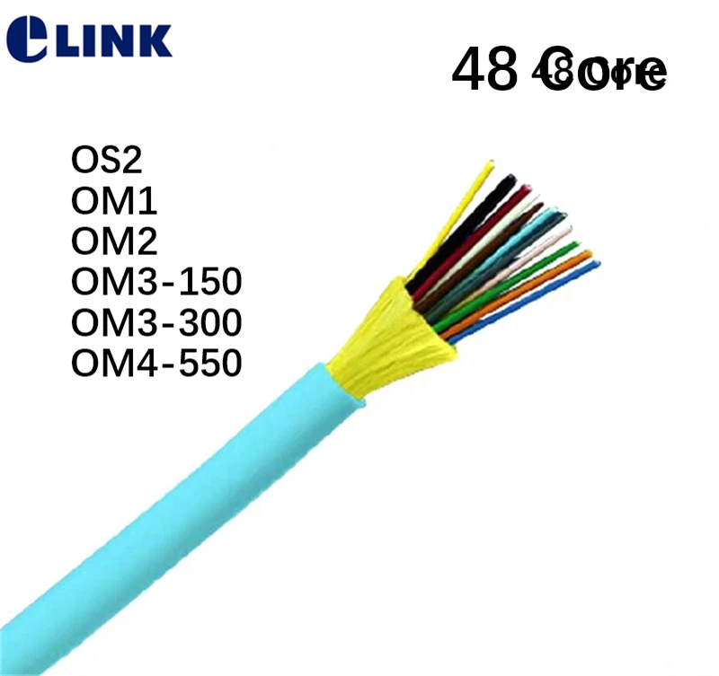 bundle fiber optic cable 48 cores GJFJV-48 indoor OS2 OM1 OM2 OM3 OM4 9/125 50/125 62.5/125um SM MM 48 fibers wire ELINK 100Mtr