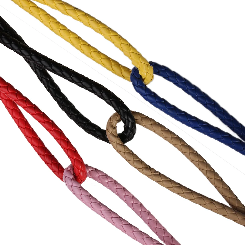 LINSOIR 5meters/lot 6mm Round Braided Leather Cords PU Leather Cord Cordon Cuir For Bracelet Necklace DIY Jewelry Making F2023