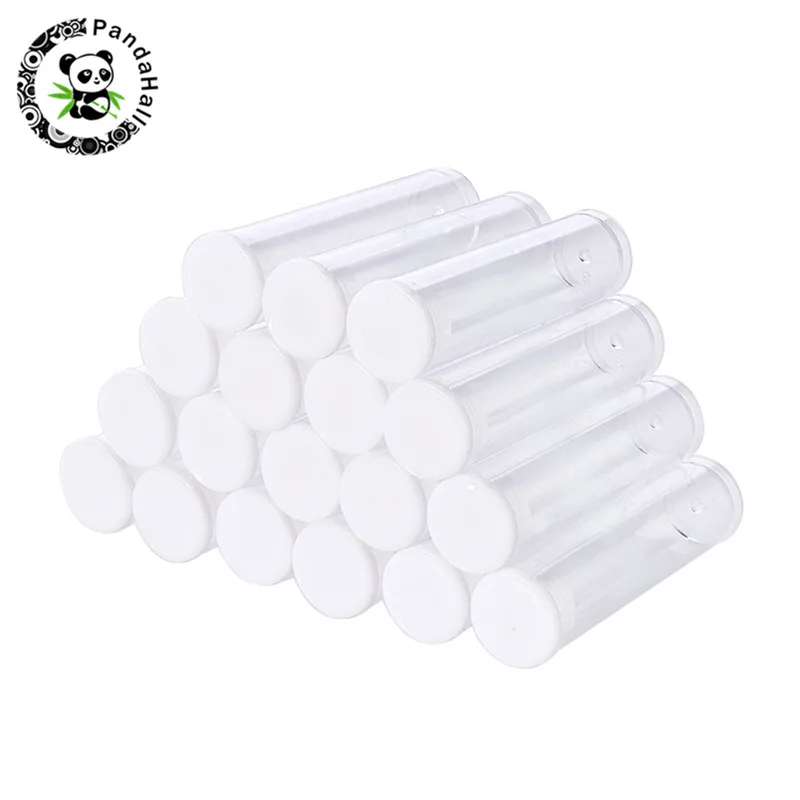 50-100pcs Clear Plastic Tubes Vials Beads Containers Small Empty Storage Box Jewelry Case Bead Jar Organizers with Lid 55x15mm