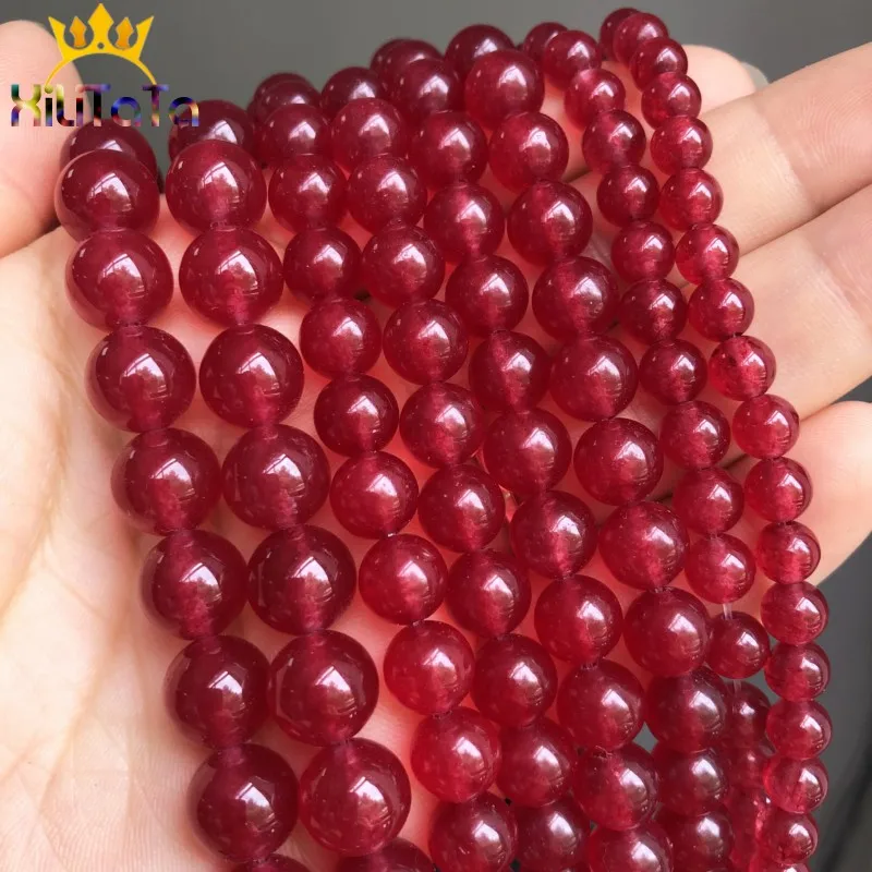 

AAA Dark Red Chalcedony Stone Beads Natural Loose Spacer Beads For Jewelry Making 15'' Strand 6/8/10/12mm DIY Bracelets Necklace