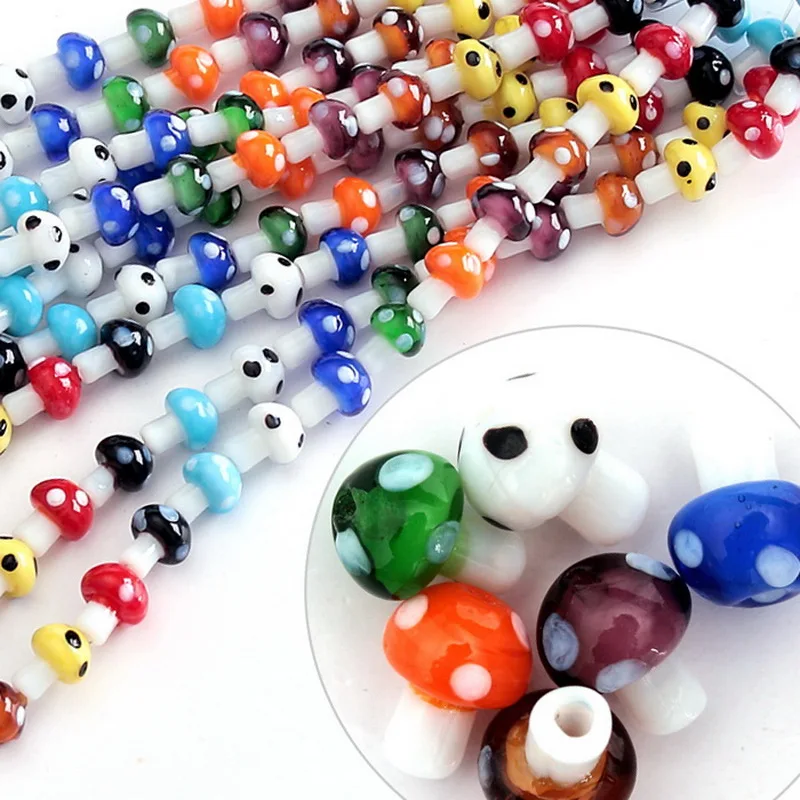 Beautiful Kids Jewelry Making DIY Beads Strand Millefiori Flower/Eye/Ladybrid/Mushroom/Chili Shape Lampwork Glass Spacer Beads